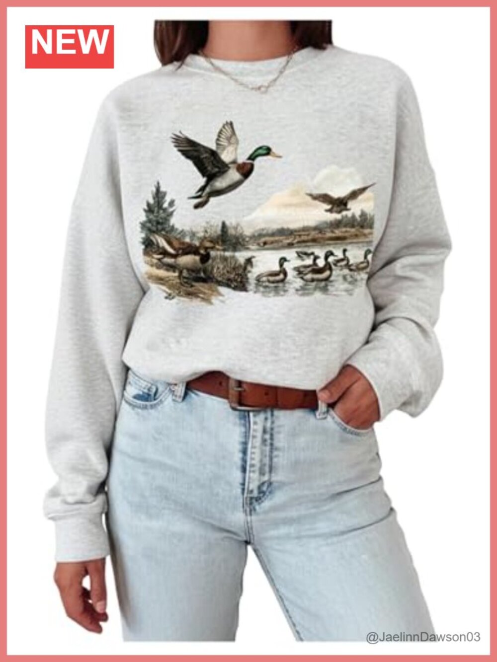 Plus Size Vintage Duck Graphic Fleece Sweatshirt Crewneck Pullover